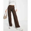 Pull & Bear mid waist loose fitting pants in brown