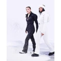 ASOS 4505 ski belted suit with slim kick leg and faux fur hood-White