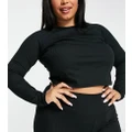 ASOS 4505 Curve long sleeve training top in rib (part of a set)-Black