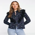 Y.A.S floral printed shirt with lace trim detail-Multi