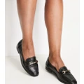 ASOS DESIGN Wide Fit Verity loafer flat shoes with trim in black