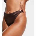 South Beach high waist bikini bottoms in high shine brown