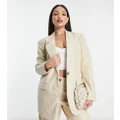 Vero Moda Tall tailored leather look suit blazer in cream (part of a set)-White