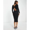 Vero Moda high neck knitted midi dress with cut out cross back in black