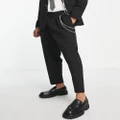 Bershka smart tailored pants with detachable chain in black (part of a set)