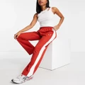 Topshop tricot oversized low rise straight leg trackies with side stripe in red