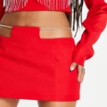 Kyo The Brand micro mini skirt with diamante cut out detail in red (part of a set)