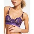 Hunkemoller Mitzy lace strappy non padded plunge bra with hardware detail in purple