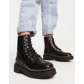New Look flat chunky lace-up boot in black