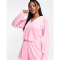 adidas Originals Luxe Lounge cropped cardigan in pink