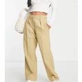 ASOS DESIGN Petite everyday slouchy boy pants in stone-Neutral