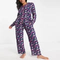 Brave Soul christmas bells and bows pyjama set in navy