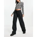 Noisy May tailored wide leg dad pants in black