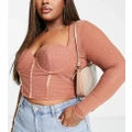ASOS DESIGN Curve hotfix crystal stud bust cup corset top in blush-Pink