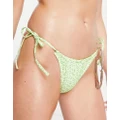 Monki ruched bikini bottoms in green floral