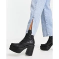 Pull & Bear faux leather platform boots in black