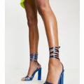 Public Desire Exclusive Amira block heel sandals in blue metallic