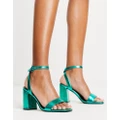 RAID Wink block heel sandals in teal metallic-Green