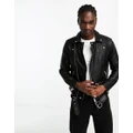 AllSaints Wick leather biker jacket in black