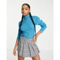 Y.A.S Jenny ribbed roll neck jumper in bright blue