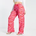 NA-KD x Janka Polliani high waist tailored pants in pink zebra (part of a set)
