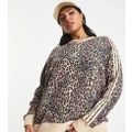 adidas Originals Plus all over leopard print sweater in brown