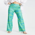 NA-KD x Janka Polliani high waist tailored pants in green zebra (part of a set)-Multi