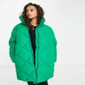 Monki quilted jacket in green