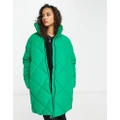 Monki quilted jacket in green