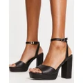 New Look platform croc heeled sandals in black