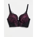 Gossard VIP Indulgence padded underwired longline bra with lace trim in black and burgundy
