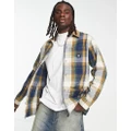 Vans Saxon check shirt with multi pockets in oatmeal-Neutral