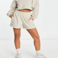 PUMA Classics cosy club borg shorts in oatmeal - exclusive to ASOS-Neutral