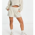 PUMA Classics cosy club borg shorts in oatmeal - exclusive to ASOS-Neutral
