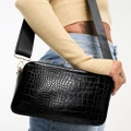 ASOS DESIGN cross body camera bag with detachable webbing strap in black croc