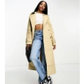 ASOS DESIGN Tall longline trench coat in stone-Brown