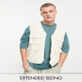 ASOS DESIGN utility vest with pockets in ecru-Blonde