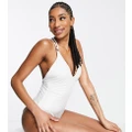 ASOS DESIGN Tall ring detail strappy back swimsuit in white