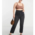 DTT Plus Katy high waisted cropped straight jeans in washed black