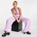 Daisy Street relaxed wide leg pants in shimmer lilac (part of a set)-Purple