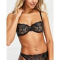 ASOS DESIGN Nina sheer floral lace balcony bra with picot trim in black
