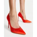 Steve Madden Valorous rhinestone heeled shoes in orange satin