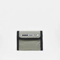 ASOS DESIGN skate style wallet in textured grey with badge