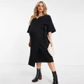 ASOS DESIGN Maternity supersoft midi wrap jumper dress with belt in black