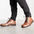 Jack & Jones classic leather boots in cognac-Brown