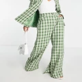 Urban Threads wide leg pants in green check (part of a set)