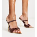 Public Desire Wide Fit braided strap stiletto heeled sandals in choc-Brown