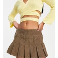 ASOS DESIGN Petite pleated cord mini skirt in biscuit-Brown