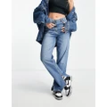 Whistles authentic side split straight jeans in mid blue