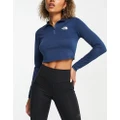 The North Face Training Flex cropped 1/4 zip tech long sleeve in blue